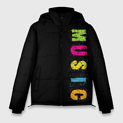 Куртка зимняя мужская Music разноцветная музыка, цвет: 3D-черный