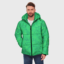 Куртка зимняя мужская Мраморный зеленый яркий узор, цвет: 3D-черный — фото 2
