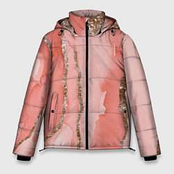 Куртка зимняя мужская Розовое золото акварель, цвет: 3D-красный