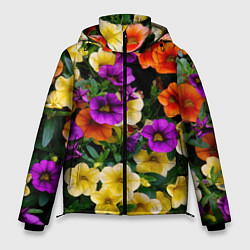 Куртка зимняя мужская Разноцветная петуния, цвет: 3D-светло-серый