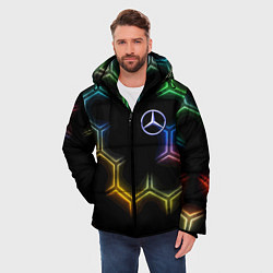 Куртка зимняя мужская Mercedes - neon pattern, цвет: 3D-светло-серый — фото 2