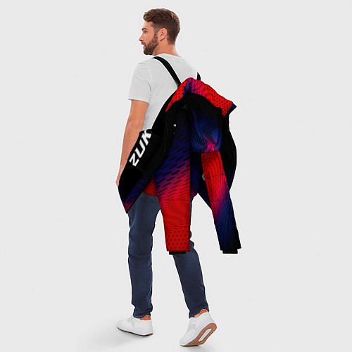 Мужская зимняя куртка Suzuki красный карбон / 3D-Черный – фото 5