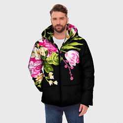 Куртка зимняя мужская Букет цветов, цвет: 3D-черный — фото 2