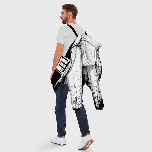 Мужская зимняя куртка HIM и рок символ на светлом фоне / 3D-Черный – фото 5
