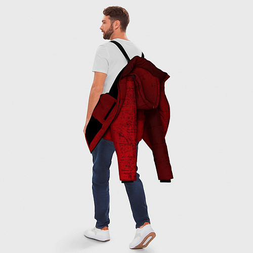 Мужская зимняя куртка Темно - красный гранж / 3D-Черный – фото 5