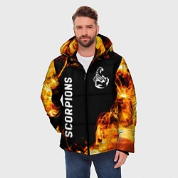 Куртка зимняя мужская Scorpions и пылающий огонь, цвет: 3D-черный — фото 2