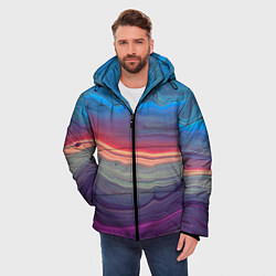 Куртка зимняя мужская Цветной переливающийся абстрактный песок, цвет: 3D-светло-серый — фото 2