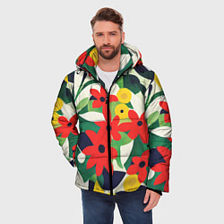 Куртка зимняя мужская Цветочный яркий паттерн, цвет: 3D-красный — фото 2