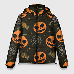 Куртка зимняя мужская Хэллоуин тыквы, цвет: 3D-светло-серый