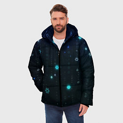 Куртка зимняя мужская Неоновый дождик из снежинок, цвет: 3D-черный — фото 2