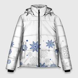 Куртка зимняя мужская Новогодние Снежинки - Белый, цвет: 3D-светло-серый
