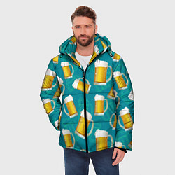 Куртка зимняя мужская Пивные кружки - текстура, цвет: 3D-светло-серый — фото 2