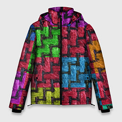 Куртка зимняя мужская Грубая вязка - цветная клетка - fashion 2044, цвет: 3D-светло-серый