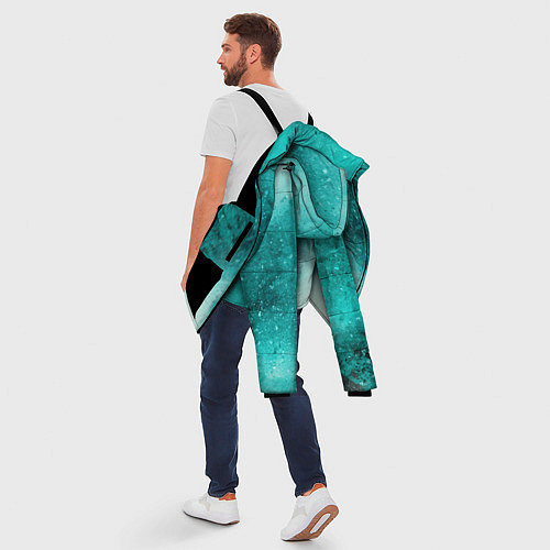 Мужская зимняя куртка Брызги зеленой краски / 3D-Черный – фото 5