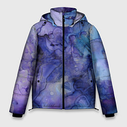 Куртка зимняя мужская Акварельная абстракция в синих тонах, цвет: 3D-светло-серый