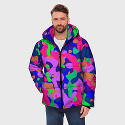 Куртка зимняя мужская Абстракция в неоновых цветах, цвет: 3D-светло-серый — фото 2