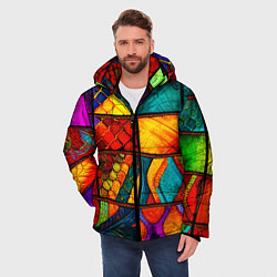 Куртка зимняя мужская Лоскутная мозаика - пэчворк, цвет: 3D-светло-серый — фото 2