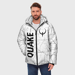 Куртка зимняя мужская Quake glitch на светлом фоне: надпись, символ, цвет: 3D-черный — фото 2
