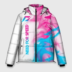 Куртка зимняя мужская Need for Speed neon gradient style: по-вертикали, цвет: 3D-черный