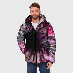 Куртка зимняя мужская Розовые краски и волны, цвет: 3D-черный — фото 2