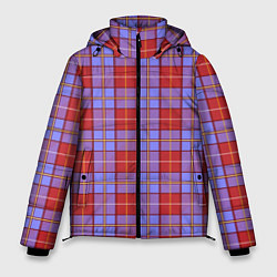 Куртка зимняя мужская Ткань Шотландка красно-синяя, цвет: 3D-светло-серый