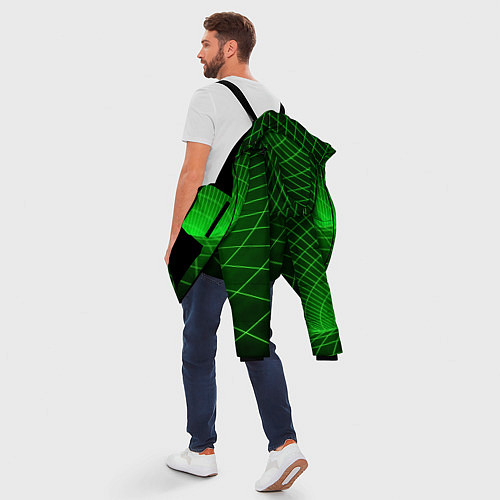 Мужская зимняя куртка Зелёная неоновая чёрная дыра / 3D-Черный – фото 5