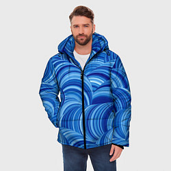 Куртка зимняя мужская Дуговой шлейф - синий паттерн, цвет: 3D-красный — фото 2