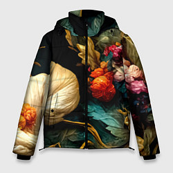 Мужская зимняя куртка Винтажные цветы акварелью