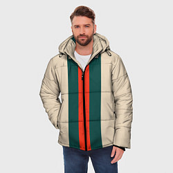 Куртка зимняя мужская Полосы триколор красный зеленый, цвет: 3D-черный — фото 2
