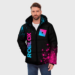 Куртка зимняя мужская Roblox - neon gradient: надпись, символ, цвет: 3D-светло-серый — фото 2