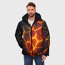 Куртка зимняя мужская Огненные трещины, цвет: 3D-черный — фото 2