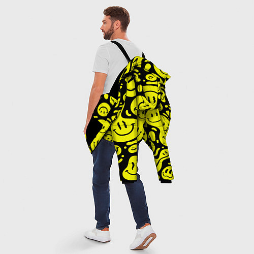 Мужская зимняя куртка Кислотный желтый смайлик / 3D-Черный – фото 5