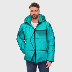 Куртка зимняя мужская Большие бирюзовые соты, цвет: 3D-красный — фото 2