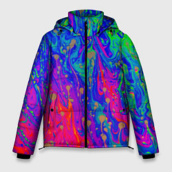 Куртка зимняя мужская Разноцветная импрессивная композиция, цвет: 3D-черный