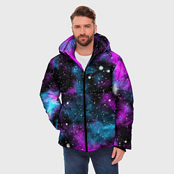 Куртка зимняя мужская Галактика сиреневая, цвет: 3D-черный — фото 2