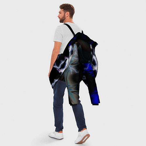 Мужская зимняя куртка Молния в космосе / 3D-Черный – фото 5