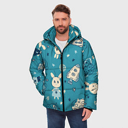 Куртка зимняя мужская Зайцы-космонавты, цвет: 3D-черный — фото 2