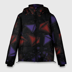 Куртка зимняя мужская Красные и синие треугольники, цвет: 3D-черный