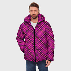 Куртка зимняя мужская Малиново розовый узор в клетку, цвет: 3D-светло-серый — фото 2