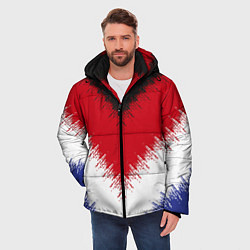 Куртка зимняя мужская Разноцветные полосы, цвет: 3D-красный — фото 2