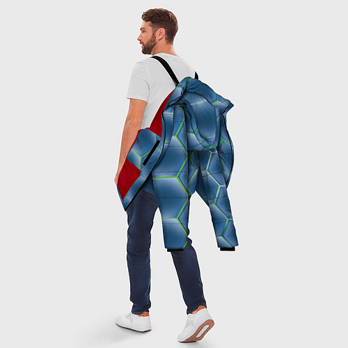 Мужская зимняя куртка Синии шестигранники / 3D-Красный – фото 5