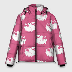 Куртка зимняя мужская Сексуальные кролики на розовом, цвет: 3D-черный
