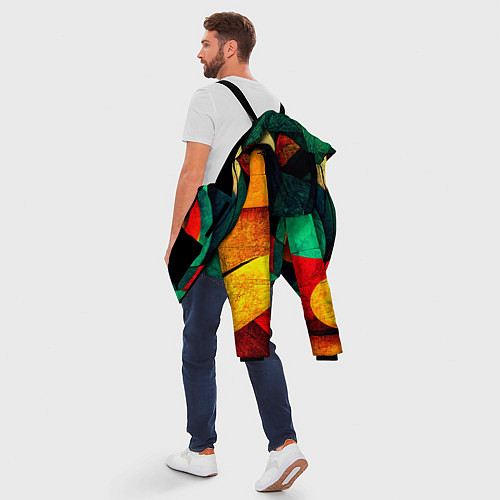 Мужская зимняя куртка Текстурированная цветная абстракция / 3D-Черный – фото 5