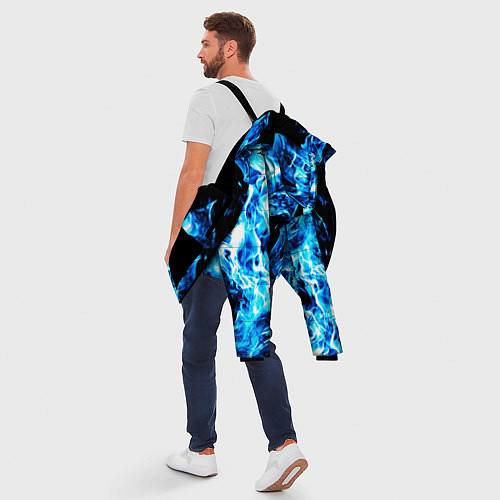 Мужская зимняя куртка Красивый синий огонь / 3D-Черный – фото 5
