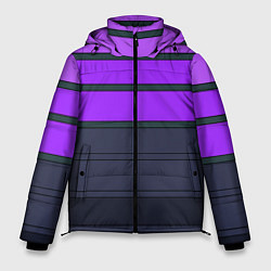 Куртка зимняя мужская Полосатый узор в серых и фиолетовых тонах, цвет: 3D-светло-серый