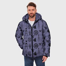Куртка зимняя мужская Паттерн Уэнсдей, цвет: 3D-светло-серый — фото 2