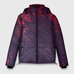 Куртка зимняя мужская Наскальная чёрная текстура с красными брызгами, цвет: 3D-красный