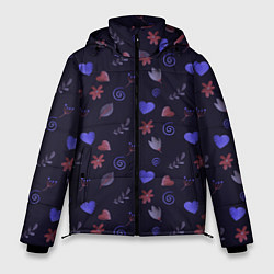 Куртка зимняя мужская Паттерн с сердечками и цветами, цвет: 3D-светло-серый