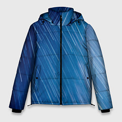 Куртка зимняя мужская Белые полосы на синем фоне, цвет: 3D-черный