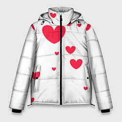 Куртка зимняя мужская Много красных сердец, цвет: 3D-светло-серый